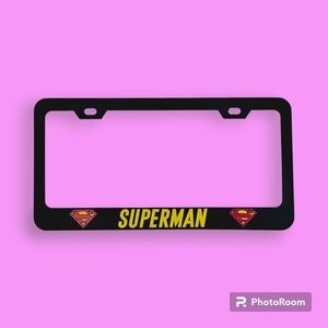 Superman Black Metal License Plate Frame